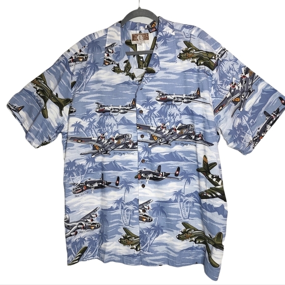 KALAHEO Airplane Fighter Bomber Hawaiian Shirt Short Sleeve Button Down Size 2XL - Picture 14 of 16